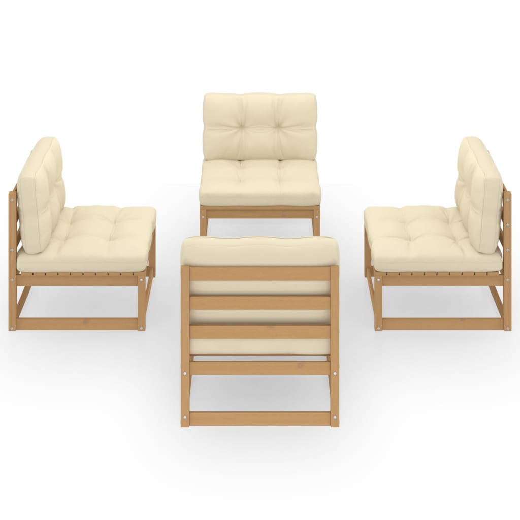 4 Piece Garden Lounge Set with Cushions Solid Pinewood