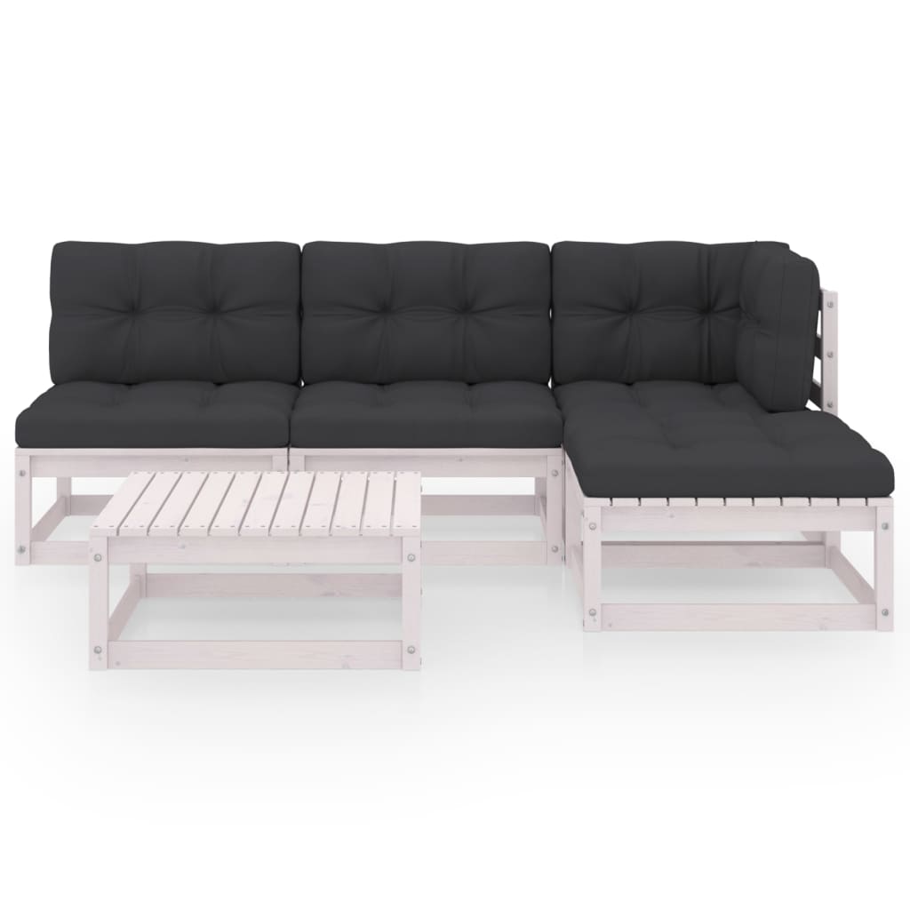5 Piece Garden Lounge Set with Cushions Solid Pinewood