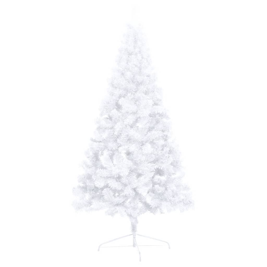 Artificial Half Pre-lit Christmas Tree with Stand White 210 cm PVC