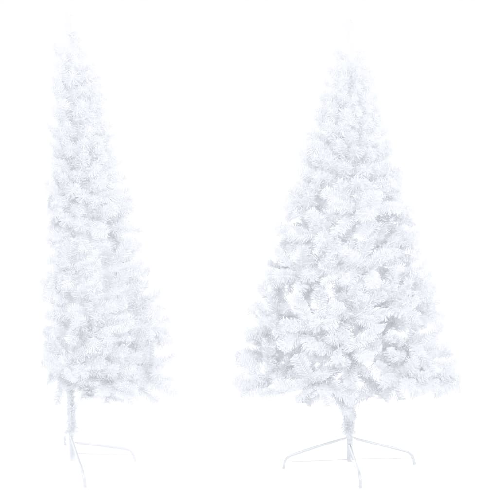 Artificial Half Pre-lit Christmas Tree with Stand White 240 cm PVC