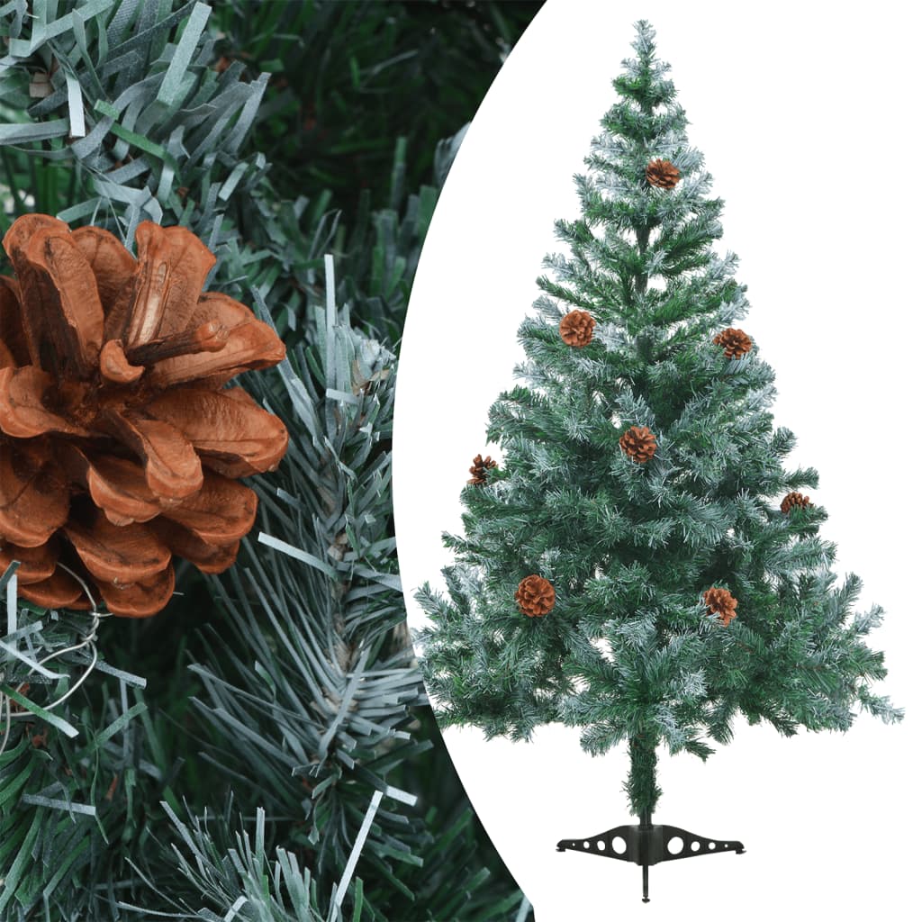 Frosted Pre-lit Christmas Tree with Pinecones 150 cm