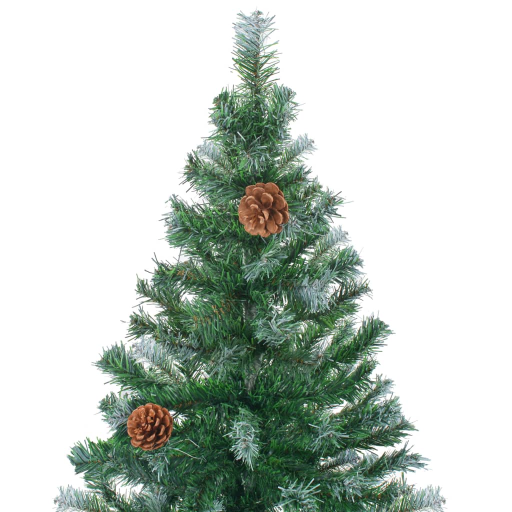 Frosted Pre-lit Christmas Tree with Pinecones 150 cm