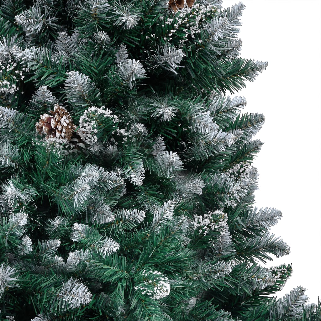 Artificial Christmas Tree LEDs&Pine Cones&White Snow 210 cm