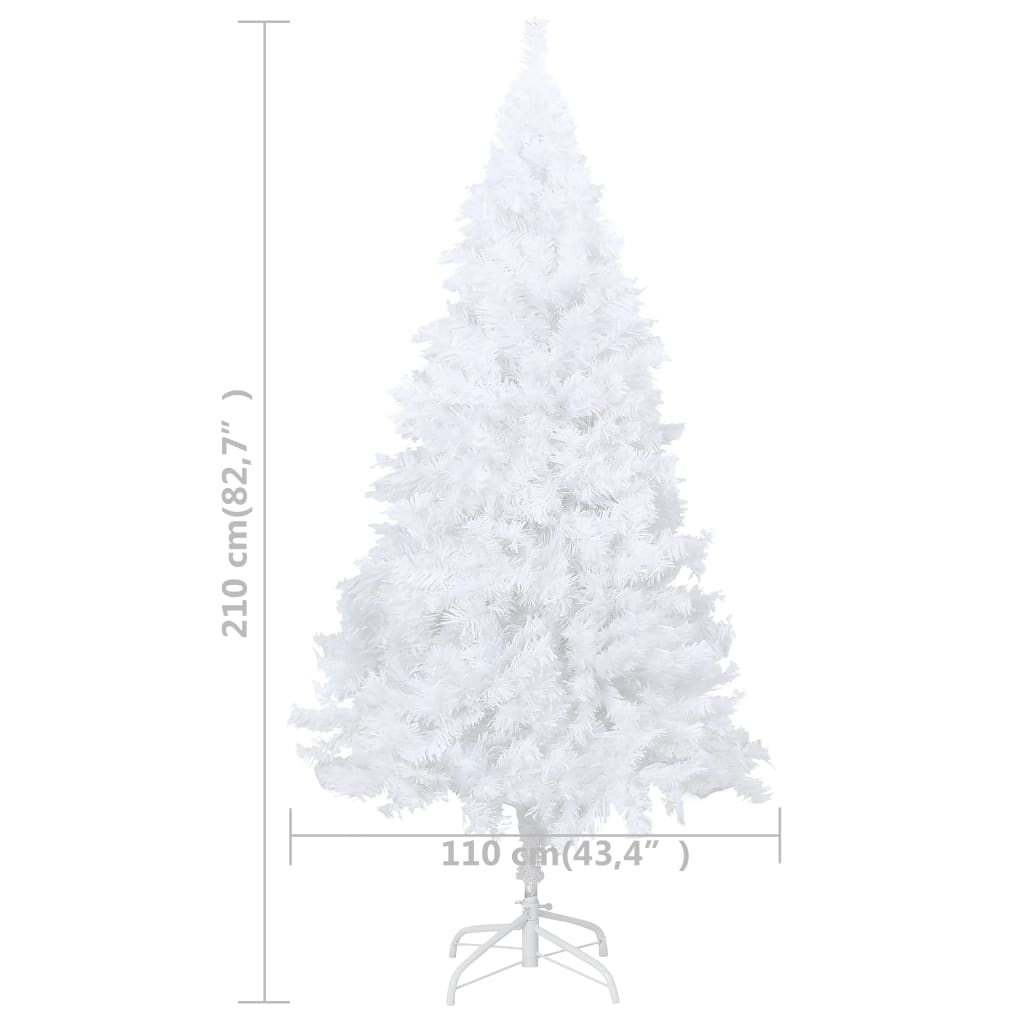 Artificial Pre-lit Christmas Tree with Thick Branches White 210 cm
