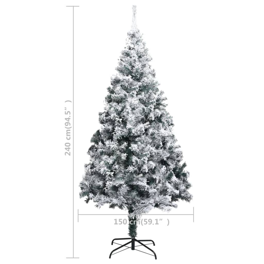 Artificial Pre-lit Christmas Tree with Flocked Snow Green 240 cm