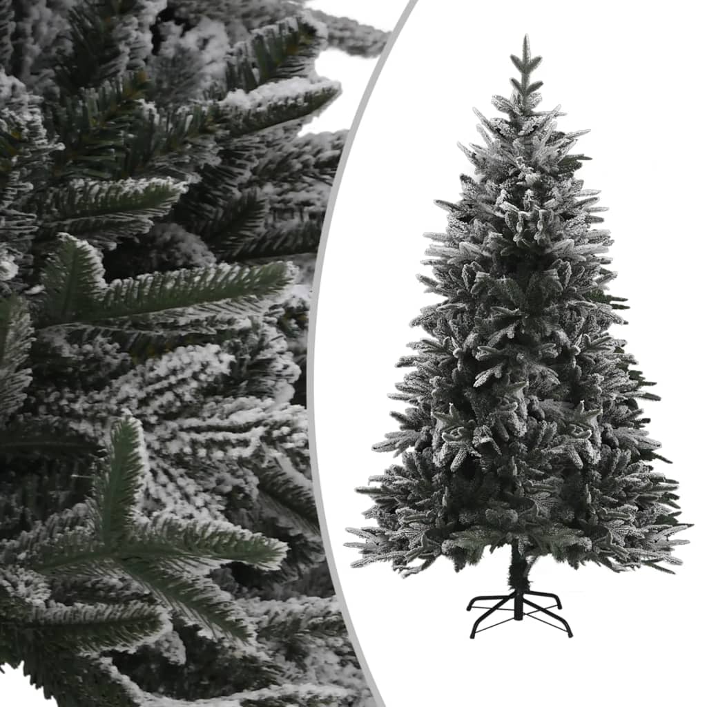 Artificial Pre-lit Christmas Tree with Flocked Snow 210 cm PVC&PE