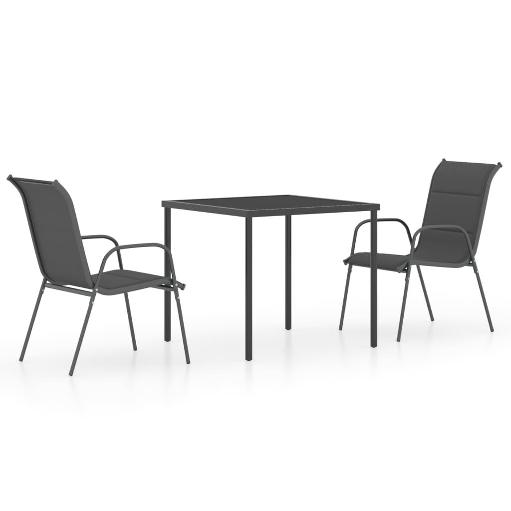 3 Piece Outdoor Dining Set Steel Anthracite