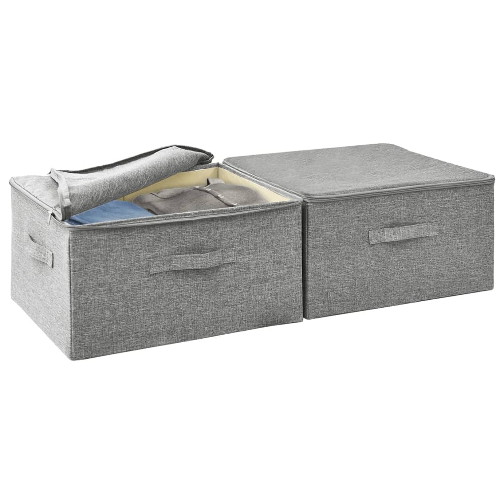 Storage Boxes 2 pcs Fabric 43x34x23 cm Grey