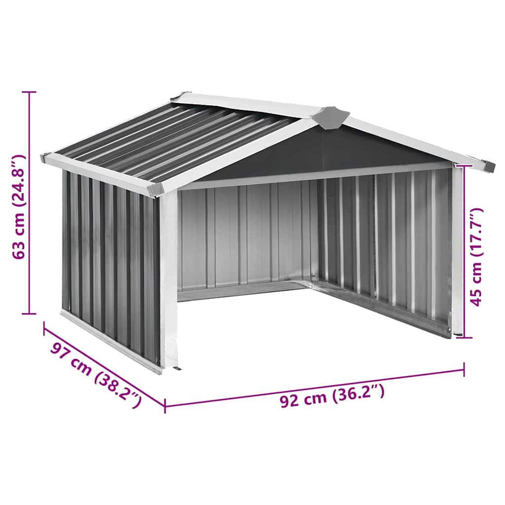 Garden Robot Lawnmower Shed 92x97x63 cm Galvanised Steel Anthracite