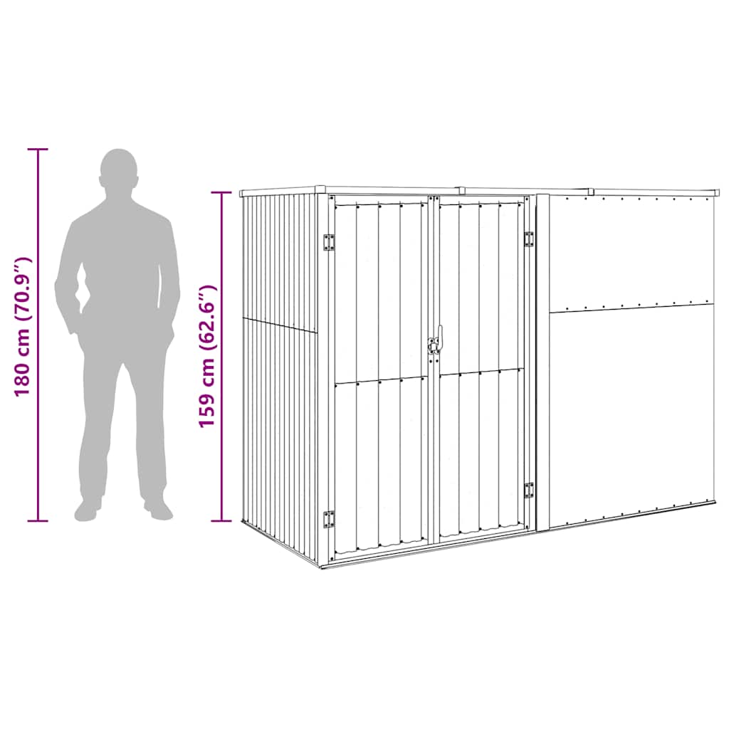 Garden Tool Shed Green 225x89x161 cm Galvanised Steel