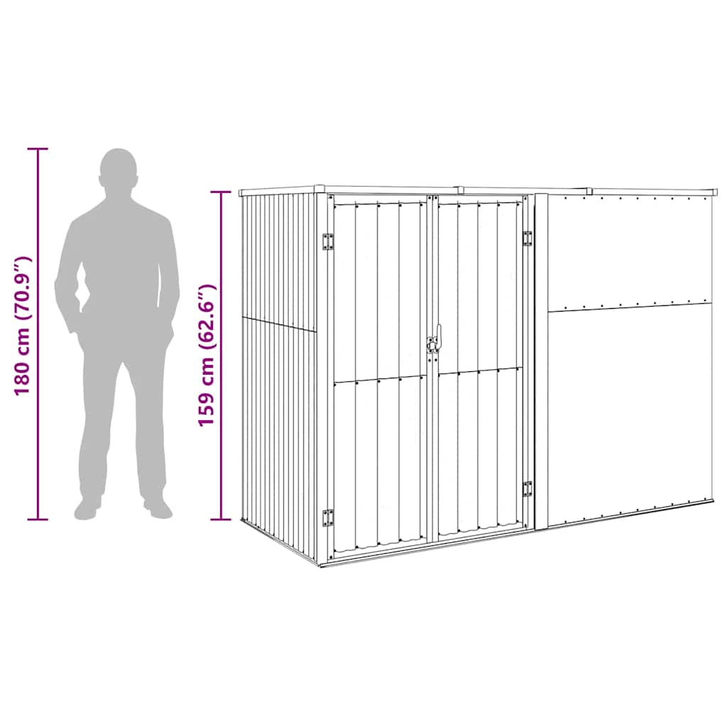 Garden Tool Shed Anthracite 225x89x161 cm Galvanised Steel