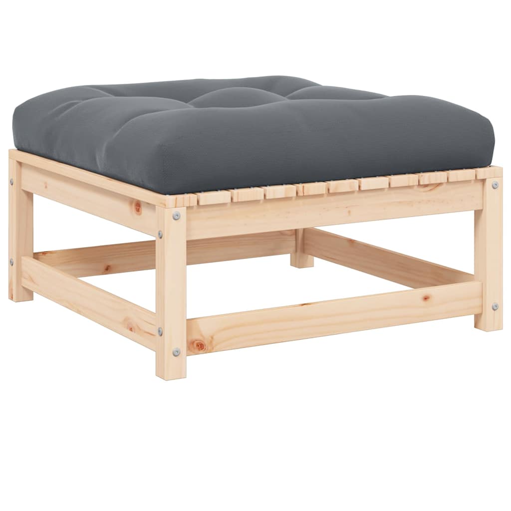 Garden Footstool with Cushion Solid Pinewood