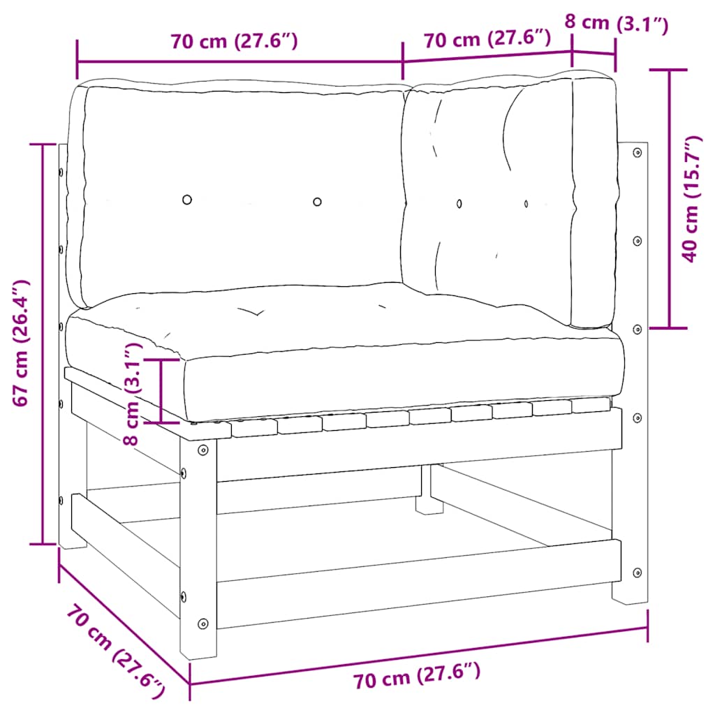 Garden Corner Sofas 2 pcs with Cushions Solid Pinewood