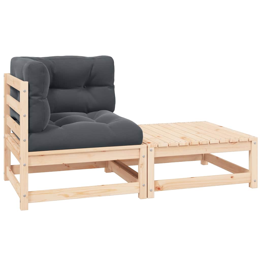 2 Piece Garden Lounge Set with Cushions Solid Pinewood
