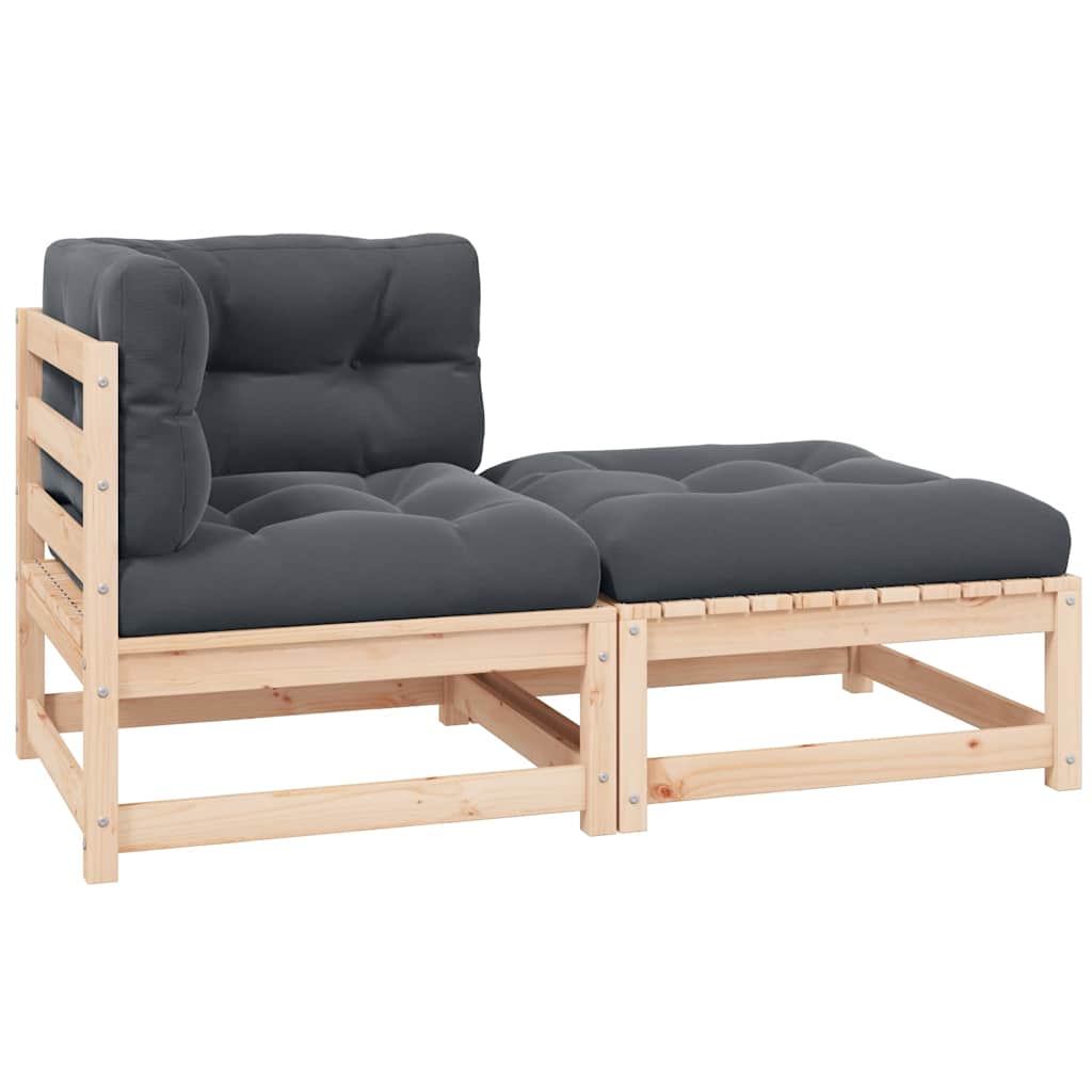 2 Piece Garden Lounge Set with Cushions Solid Pinewood
