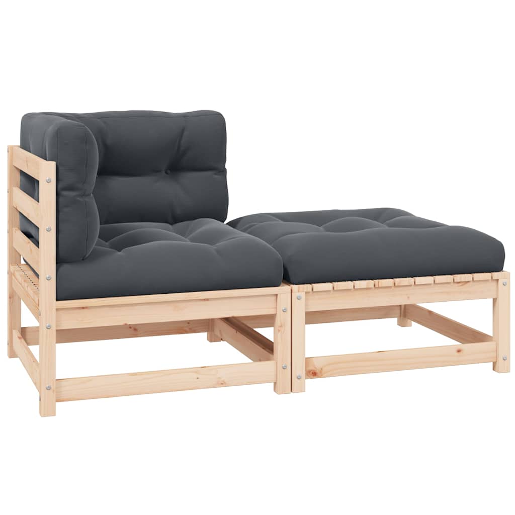 2 Piece Garden Lounge Set with Cushions Solid Pinewood