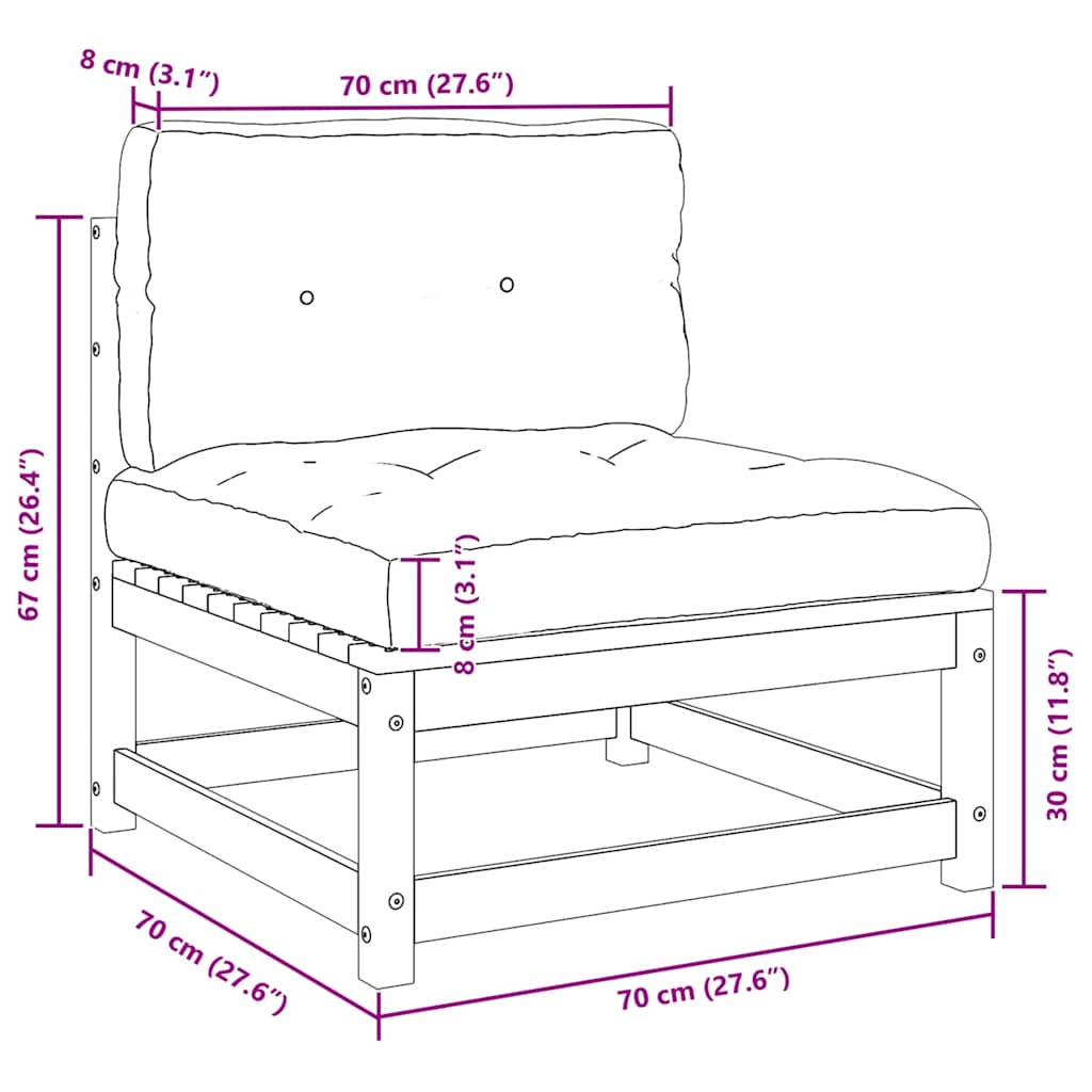 3 Piece Garden Lounge Set with Cushions Solid Pinewood