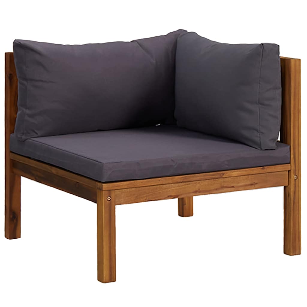 2 Piece Sofa Set with Dark Grey Cushions Solid Acacia Wood