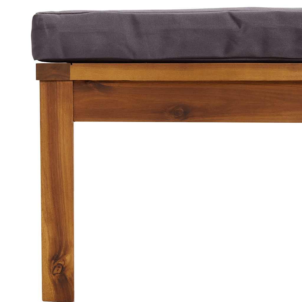Footrest with Dark Grey Cushion Solid Acacia Wood