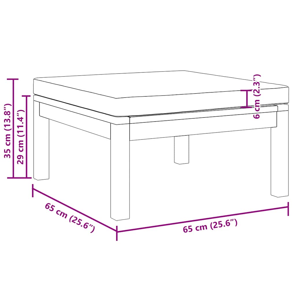 Footrest with Cream White Cushion Solid Acacia Wood