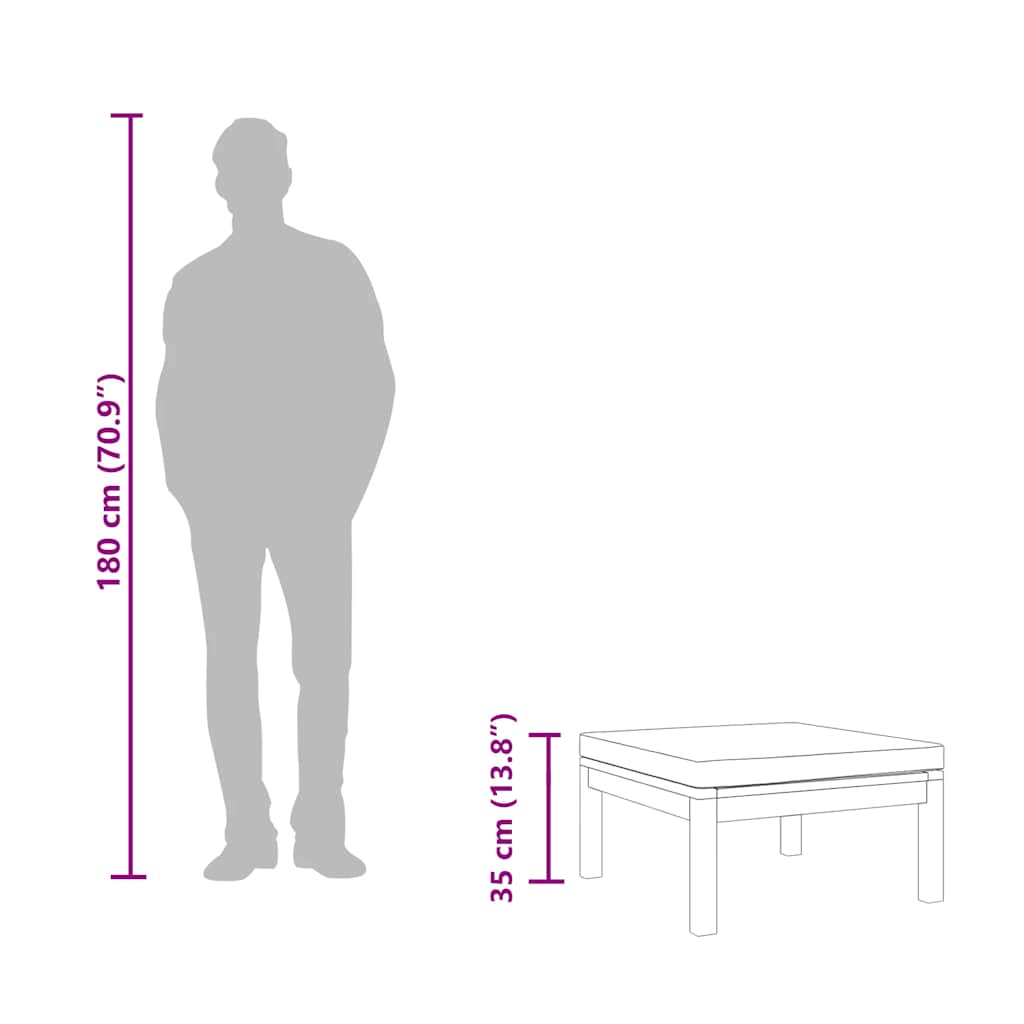 Footrest with Cream White Cushion Solid Acacia Wood