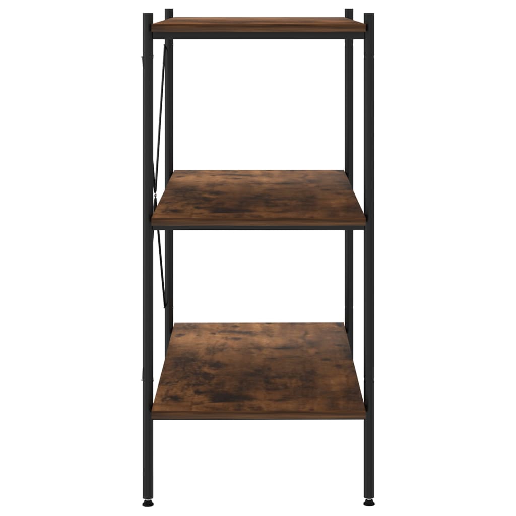 3-Tier Shelving Unit Black and Natural 80x40x92 cm