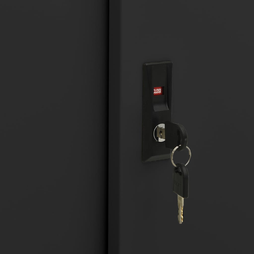 Office Cabinet with Sliding Door Black 90x40x90 cm Steel