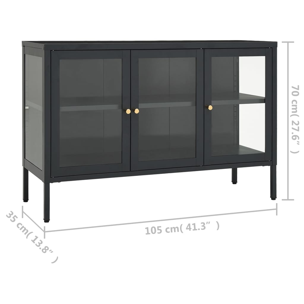 Sideboard Anthracite 105x35x70 cm Steel and Glass