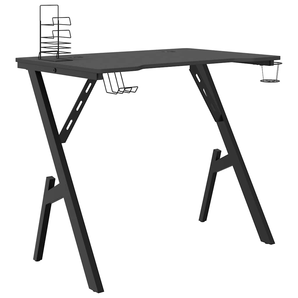Gaming Desk with Y Shape Legs Black 90x60x75 cm