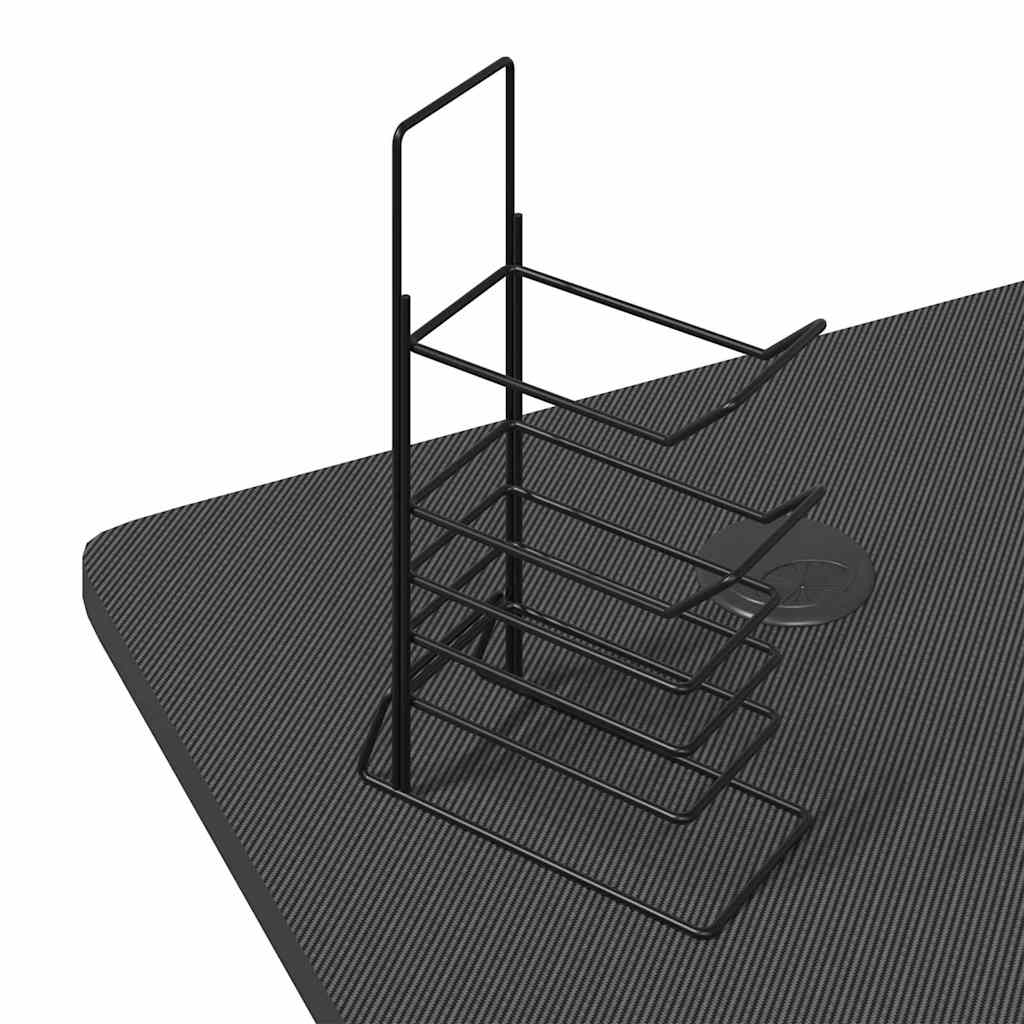 Gaming Desk LED with Z Shape Legs Black 90x60x75 cm
