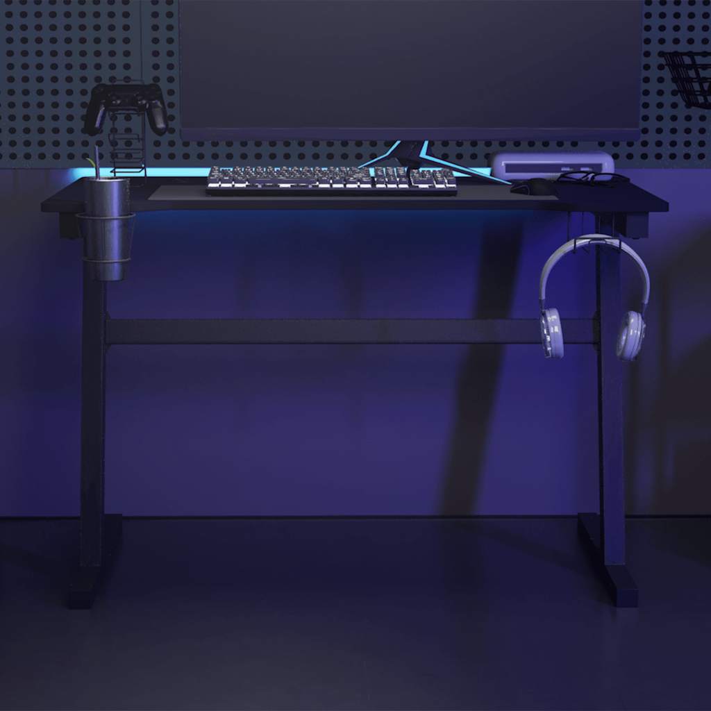Gaming Desk LED with Z Shape Black 110x60x75 cm