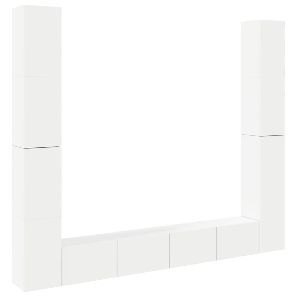 6 Piece TV Cabinet Set White Engineered Wood