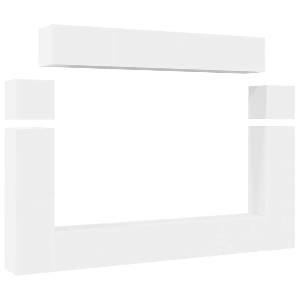 8 Piece TV Cabinet Set White Engineered Wood