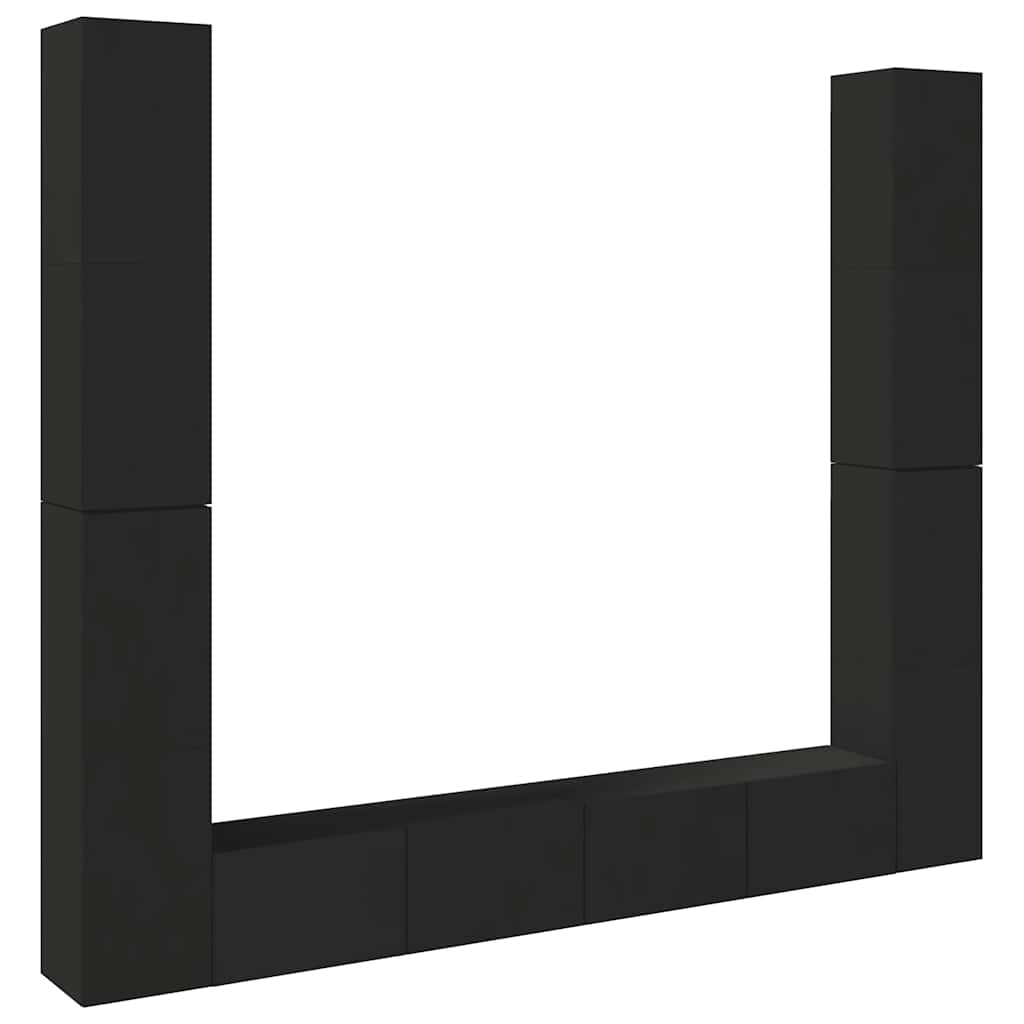 6 Piece TV Cabinet Set Black Engineered Wood