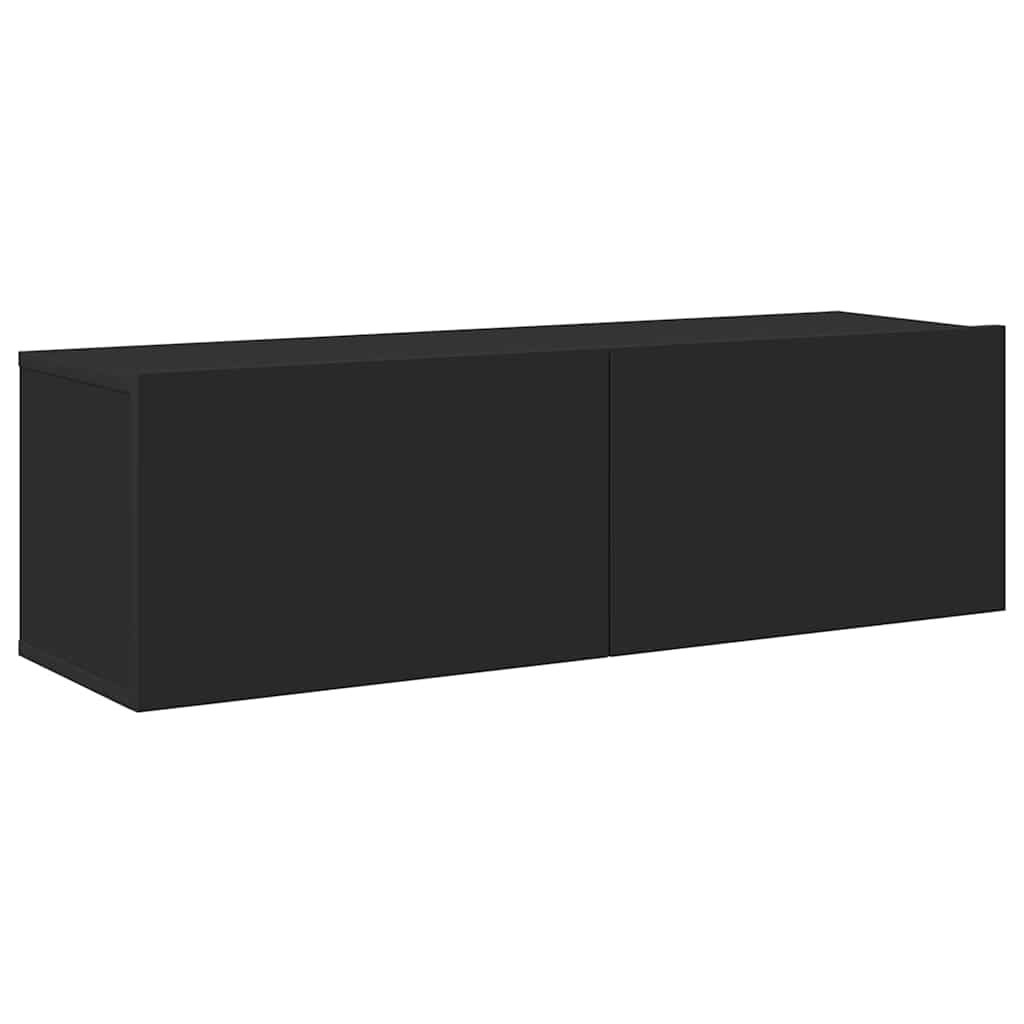 6 Piece TV Cabinet Set Black Engineered Wood