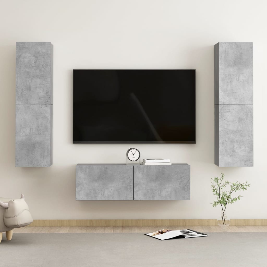 3 Piece TV Cabinet Set Concrete Grey Engineered Wood