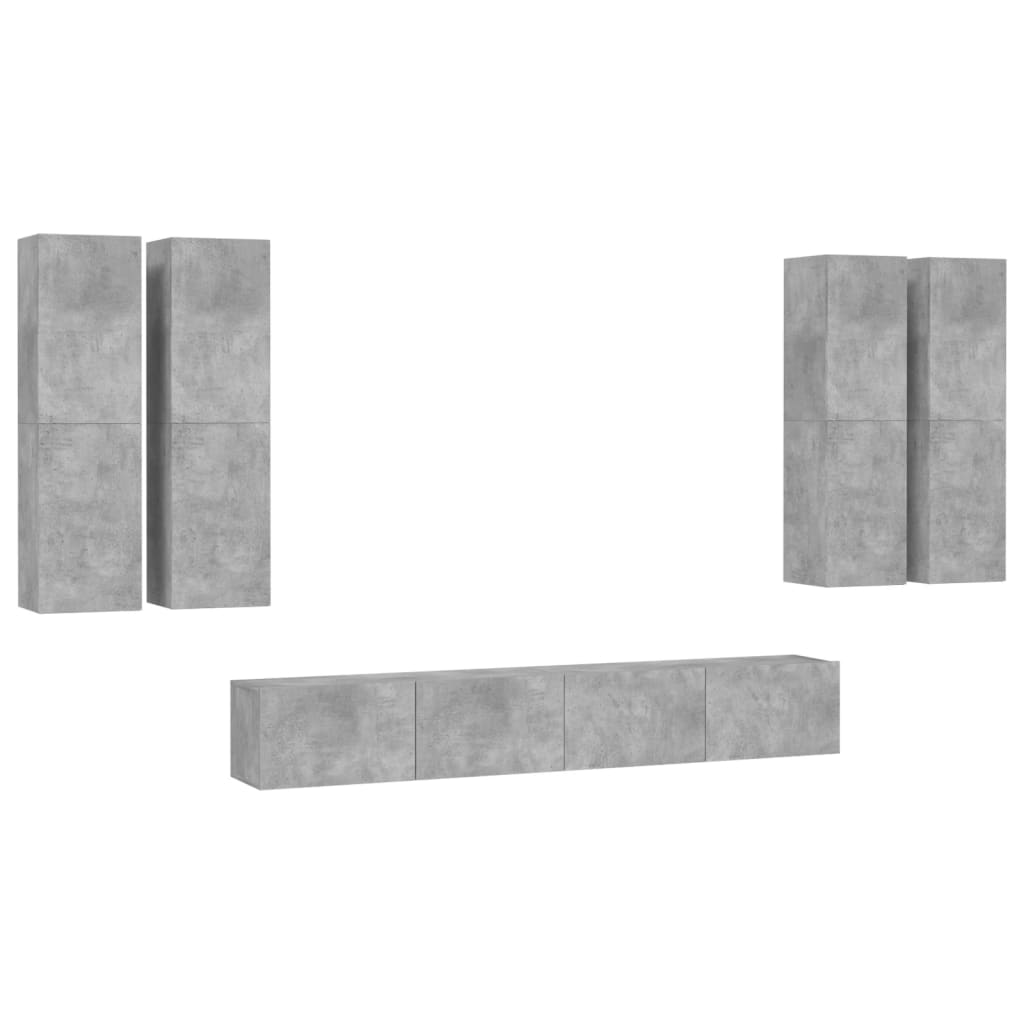 6 Piece TV Cabinet Set Concrete Grey Engineered Wood