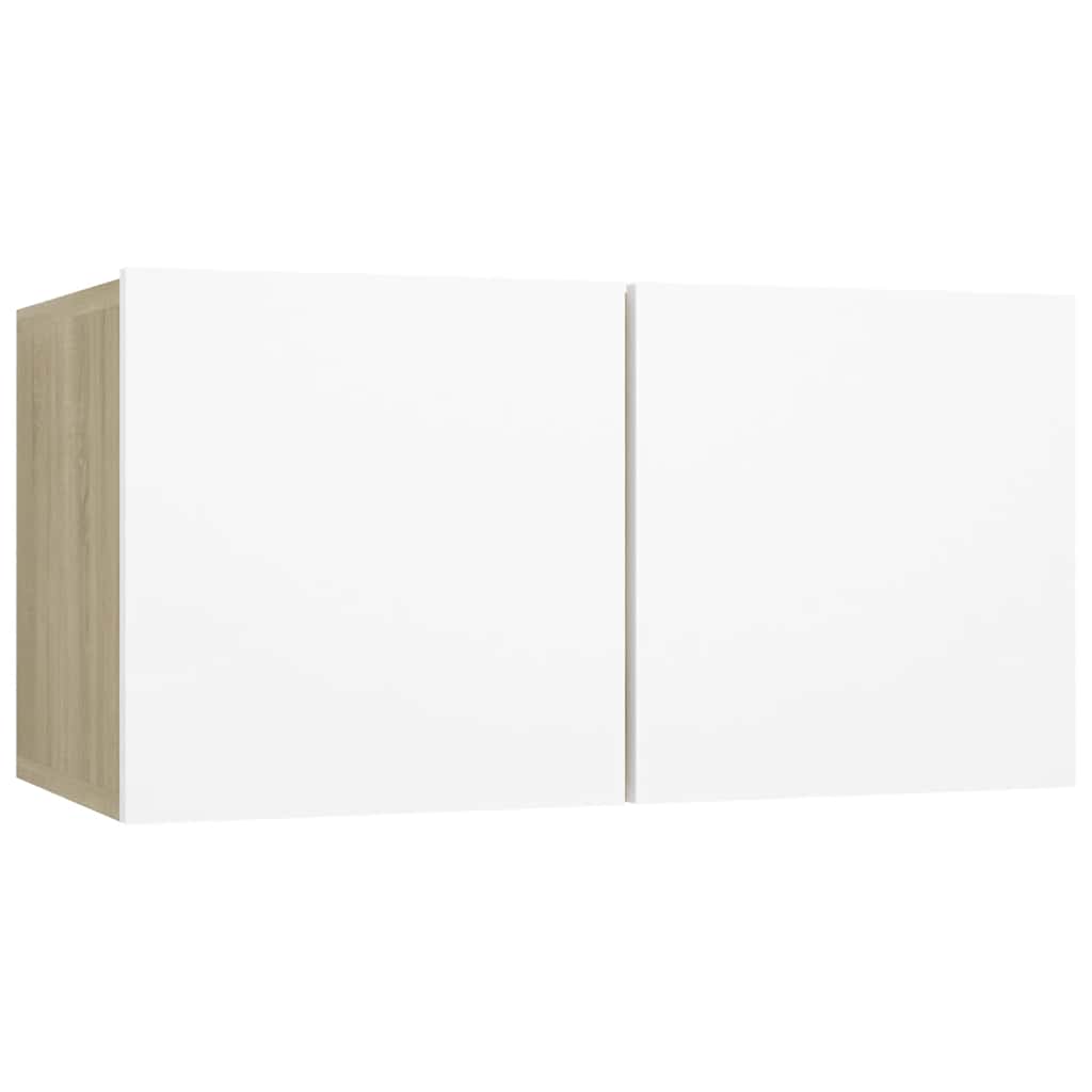 3 Piece TV Cabinet Set White and Sonoma Oak Engineered Wood