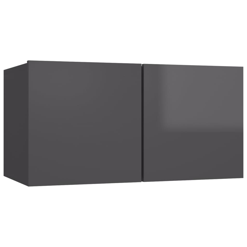 10 Piece TV Cabinet Set High Gloss Grey Engineered Wood
