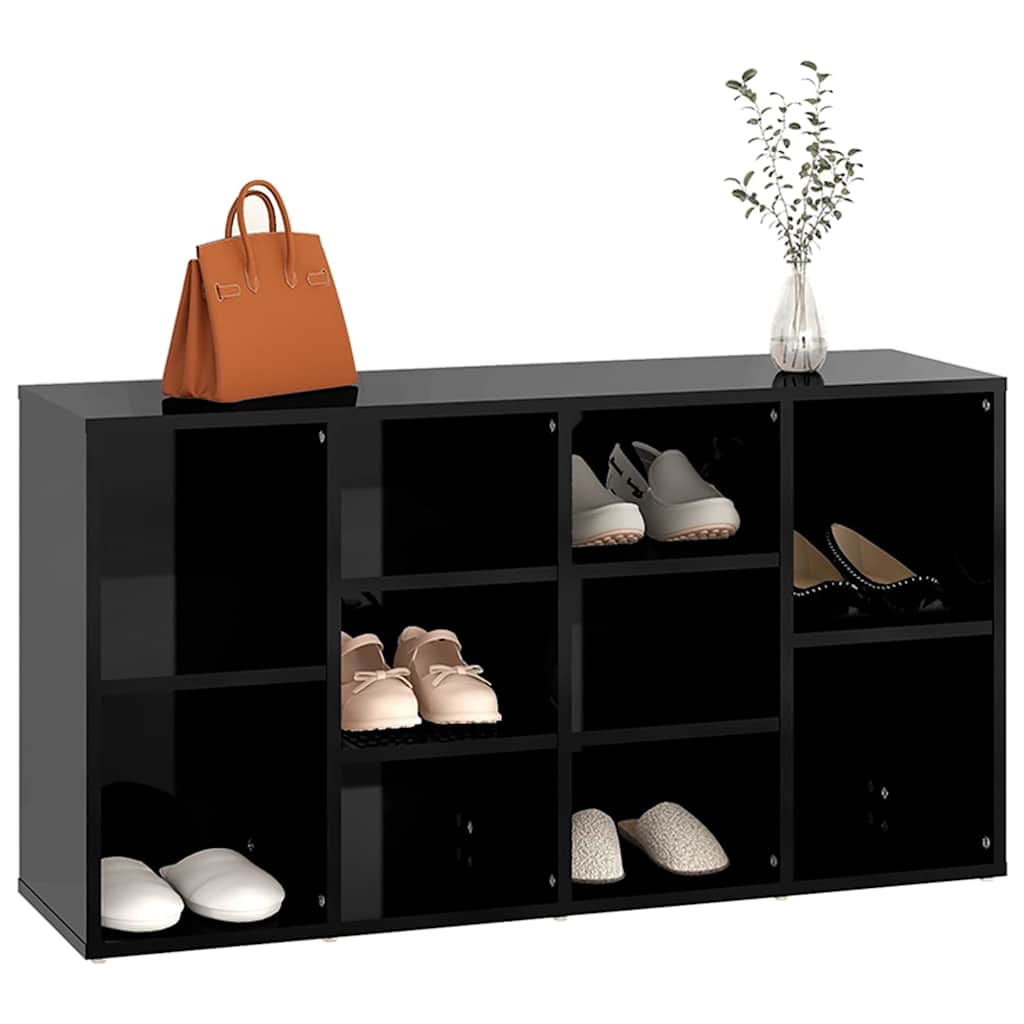 Shoe Bench High Gloss Black 103x30x55 cm Engineered Wood