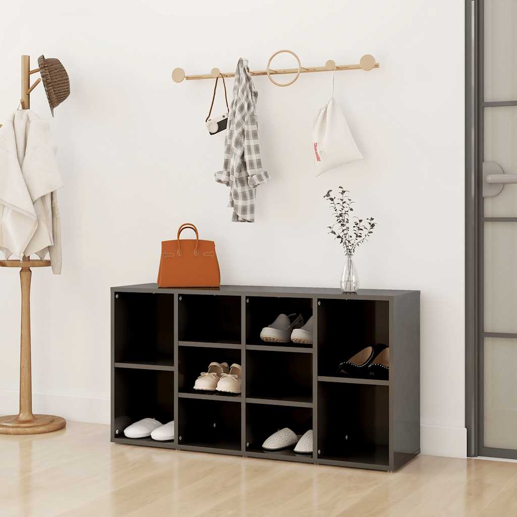 Shoe Bench High Gloss Grey 103x30x55 cm Engineered Wood