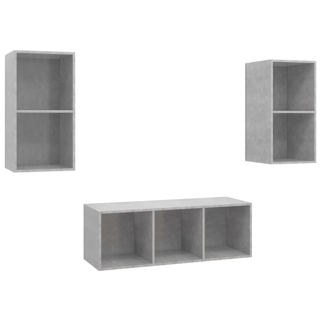 3 Piece TV Cabinet Set Concrete Grey Engineered Wood