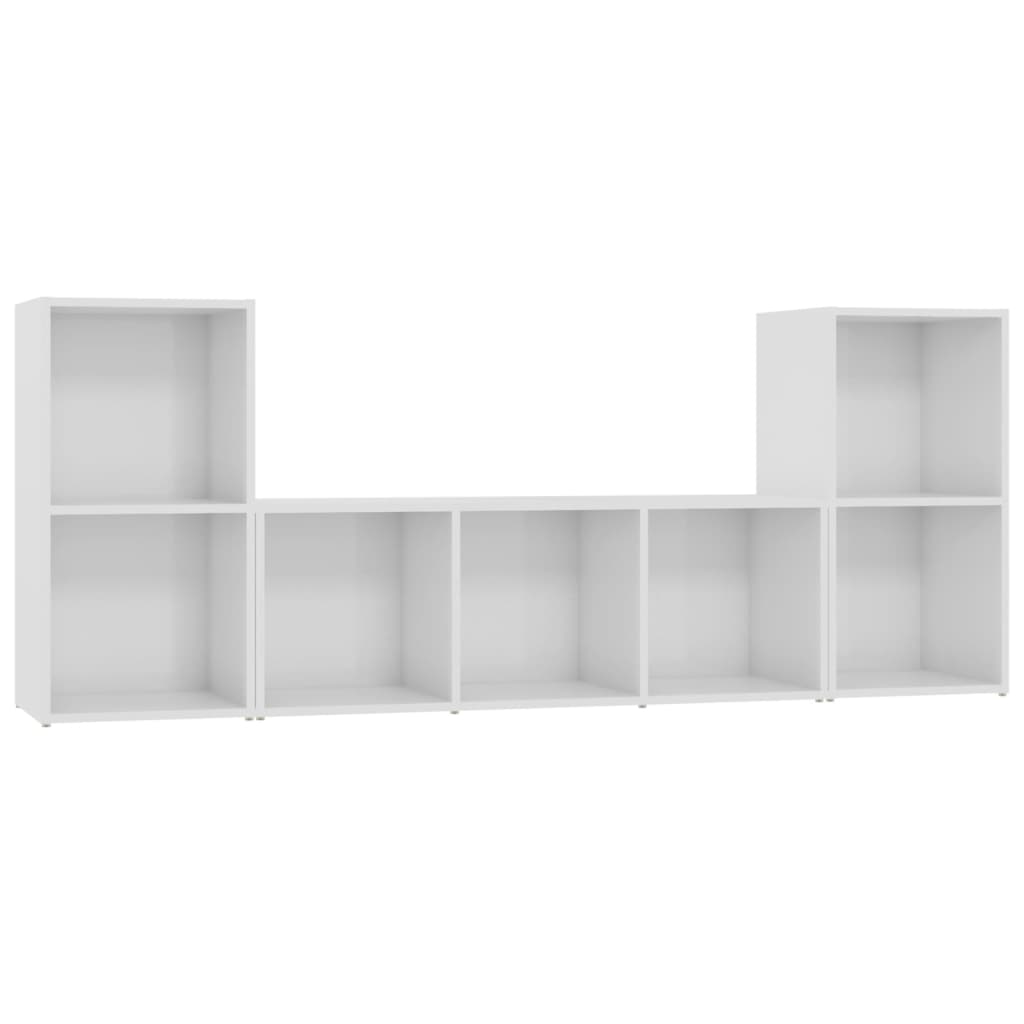 3 Piece TV Cabinet Set High Gloss White Engineered Wood