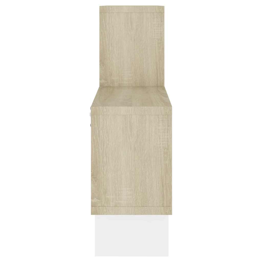Car-shaped Wall Shelf White & Sonoma Oak 82x15x51 cm Engineered Wood
