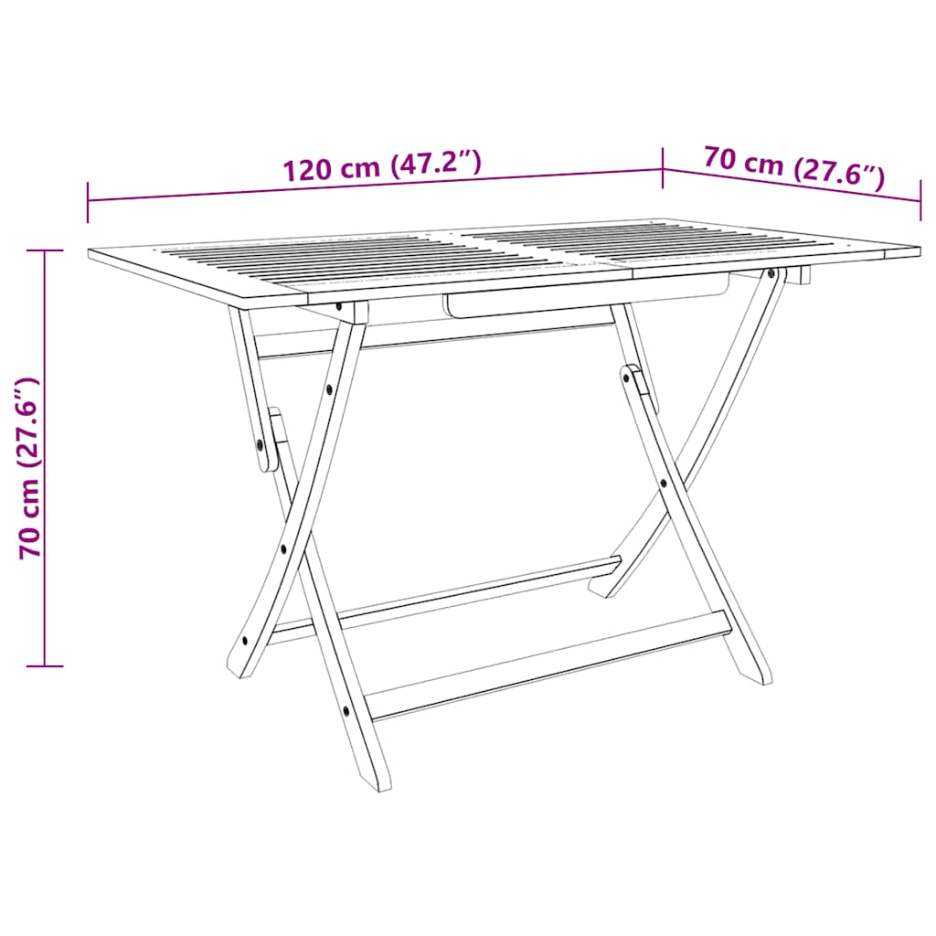 Folding Garden Table 120x70x75 cm Solid Eucalyptus Wood