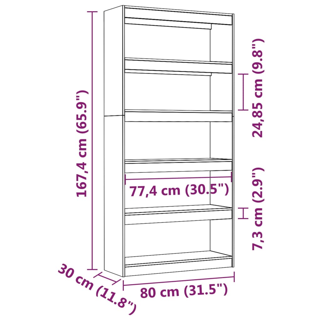 Book Cabinet/Room Divider Grey 80x30x167.4 cm Solid Wood Pine