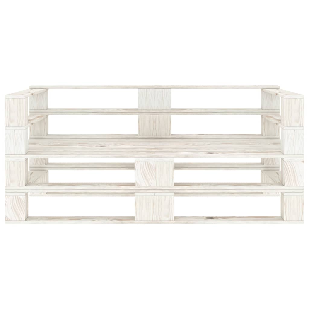 Garden 2-Seater Pallet Sofa White Solid Pinewood