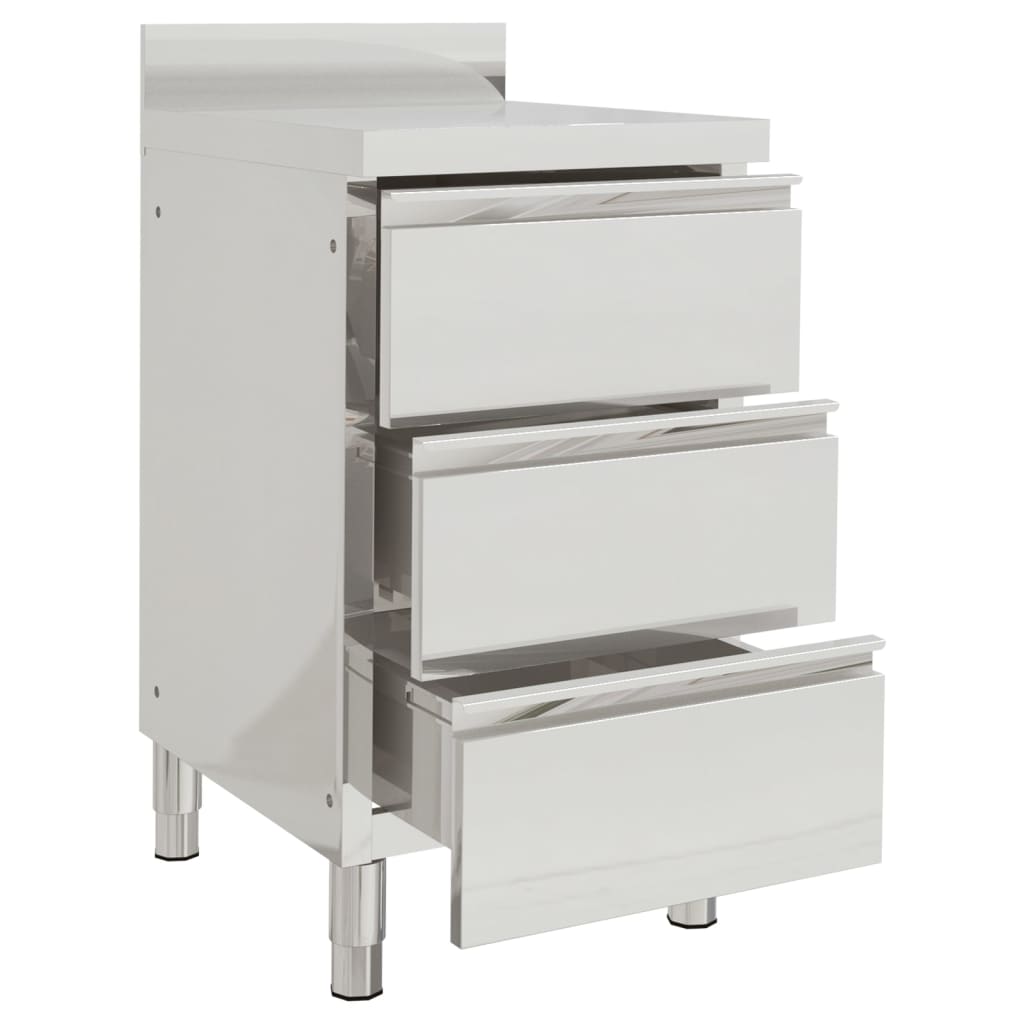 Commercial Kitchen Cabinet with 3 Drawers 50x60x96 cm
