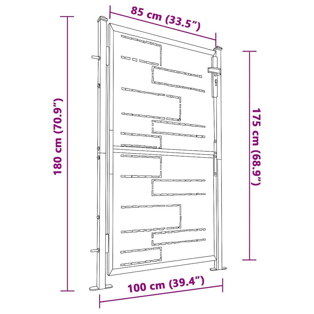 Garden Gate 100x175 cm Stainless Steel