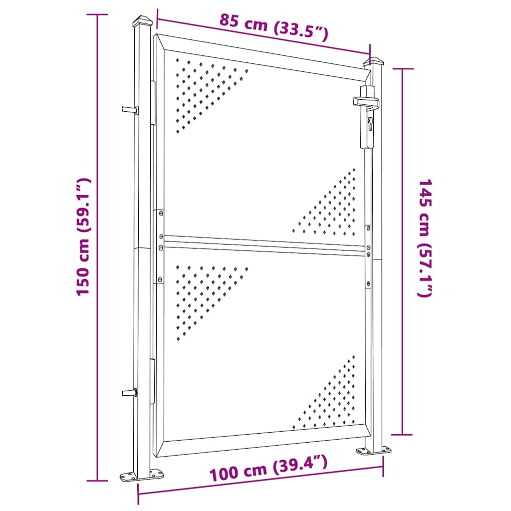 Garden Gate 100x145 cm Stainless Steel